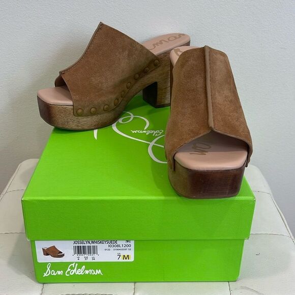 Sam Edelman Whiskey Suede Open Toe Clog “Josselyn” NEW IN BOX - Size 7 - Picture 1 of 6